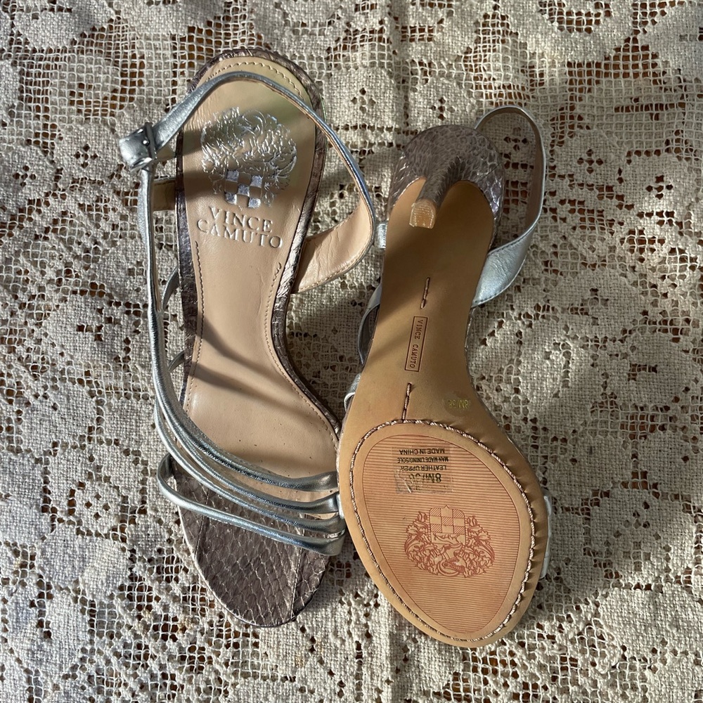 Vince Camuto Strappy Pumps | Size: 8 | 
Color: Metallic/Snake patterned Heels